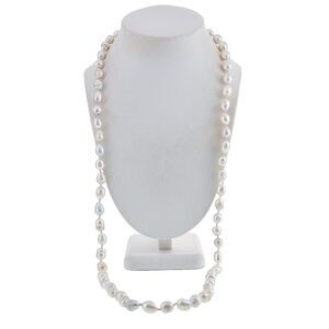 Vintage Hand Knotted 8mm White Circlé Pearl Necklace 35"